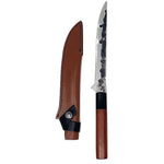 7 inch japanese steel boning knife and leather sheath with strap